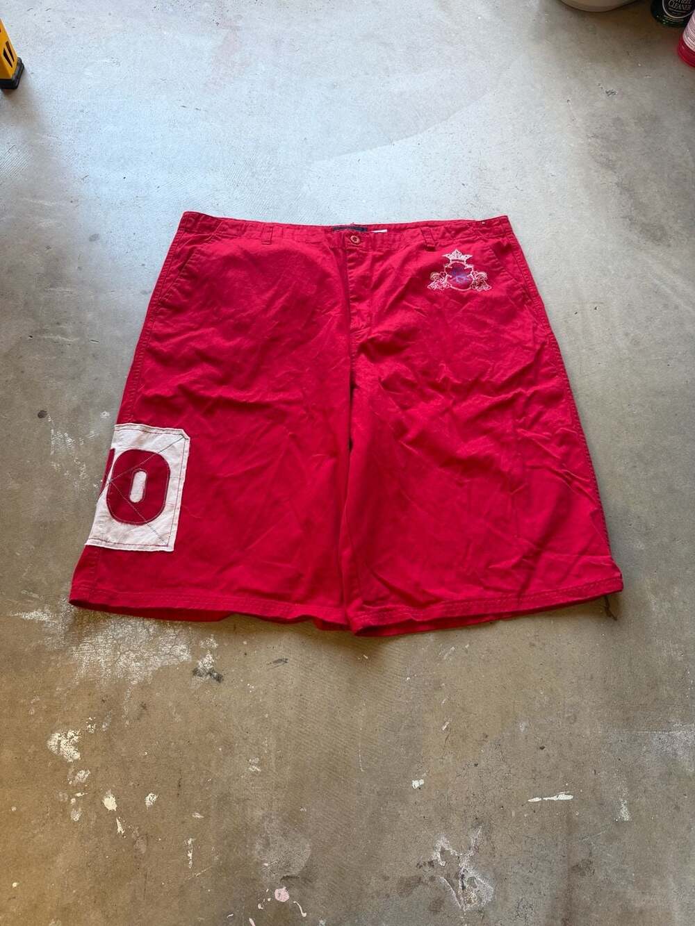 Brooklyn Xpress Red Vintage Casual Shorts with Patch Detail Size 46